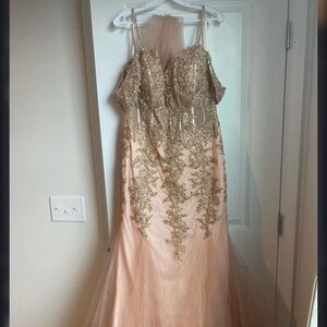 Elegant Gold and Peach Gown